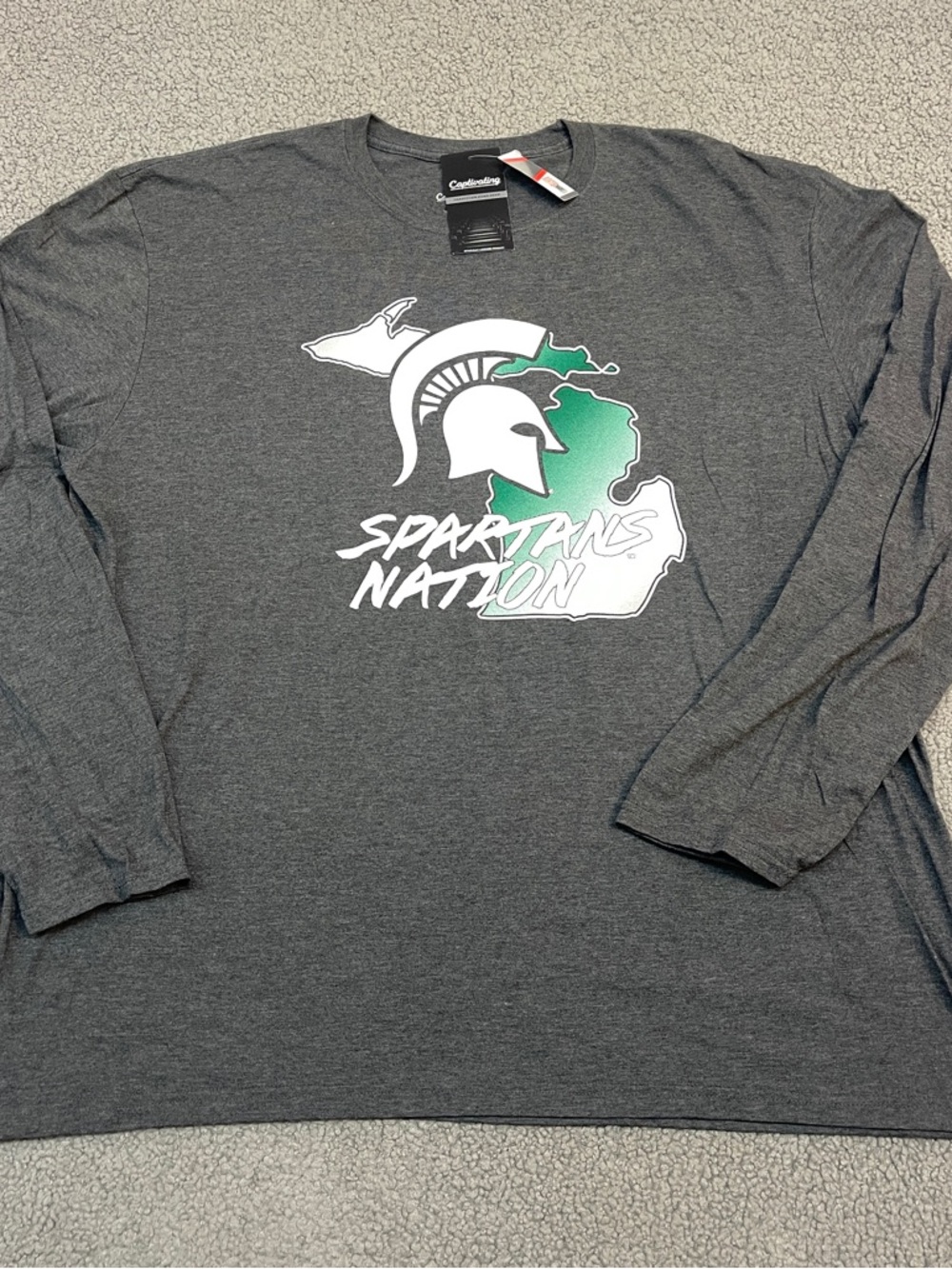 Michigan State Spartans Mens Long Sleeve T Shirt 2XL Grey Graphic MSU NCAA Tee